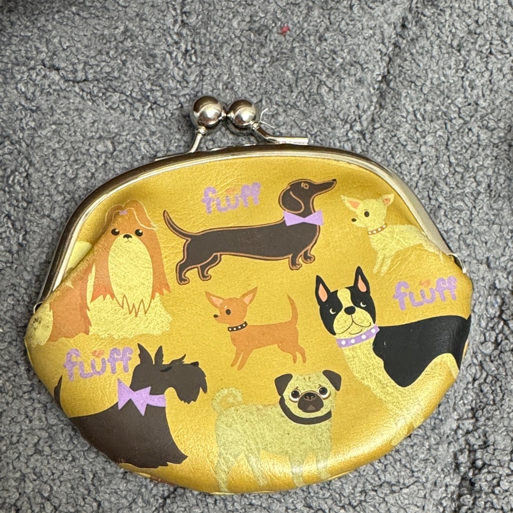 Vintage Yellow Dog Print Coin Purse